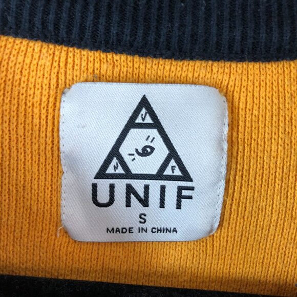 UNIF Womens Randall Sweater Tee Colorblock Black Yellow S - Picture 3 of 3